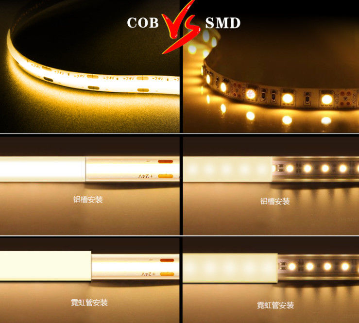 স্মার্ট কালার চেঞ্জিং 24V COB RGBW LED স্ট্রিপ 10mm ওয়াটারপ্রুফ 2700K-6500K