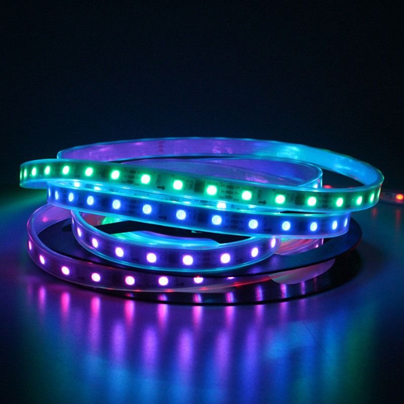 RGB নমনীয় LED স্ট্রিপ লাইট WS2812B 5050SMD ব্যক্তিগত ঠিকানা 16.4FT 60Pixels/M 300Pixels LED পিক্সেল স্ট্রিপ