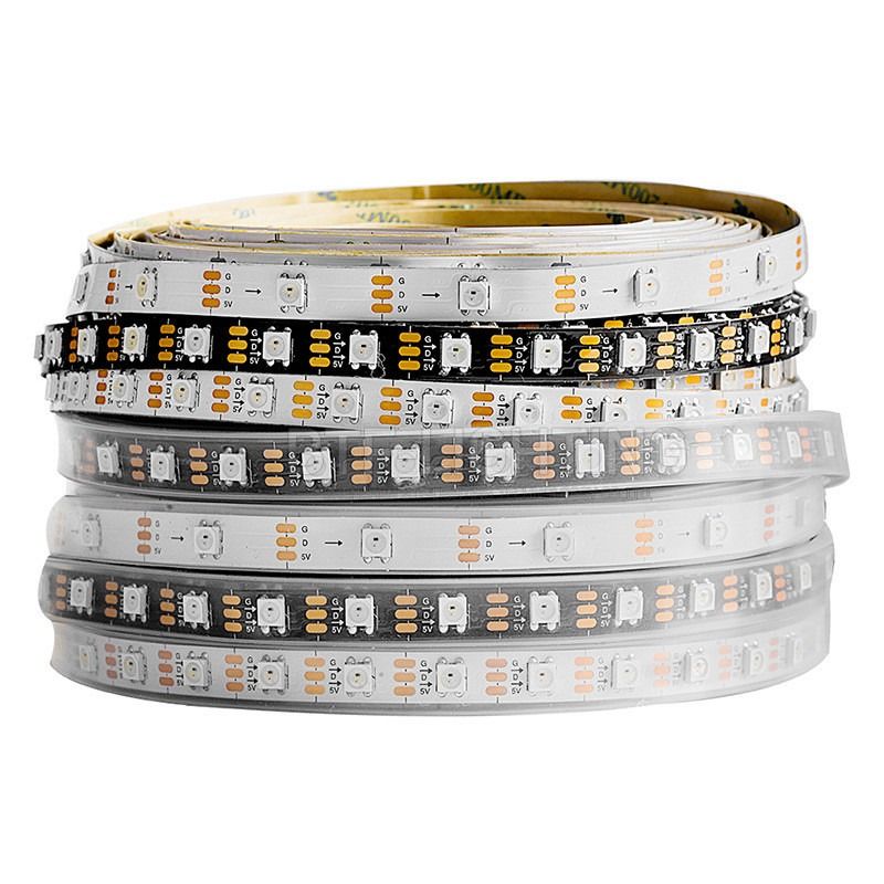 RGB নমনীয় LED স্ট্রিপ লাইট WS2812B 5050SMD ব্যক্তিগত ঠিকানা 16.4FT 60Pixels/M 300Pixels LED পিক্সেল স্ট্রিপ