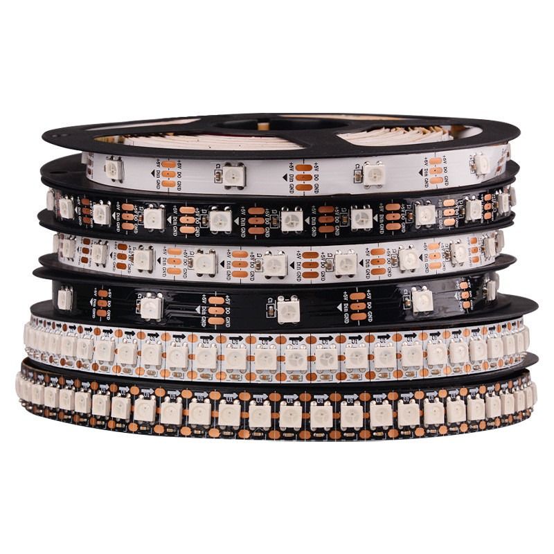 RGB নমনীয় LED স্ট্রিপ লাইট WS2812B 5050SMD ব্যক্তিগত ঠিকানা 16.4FT 60Pixels/M 300Pixels LED পিক্সেল স্ট্রিপ