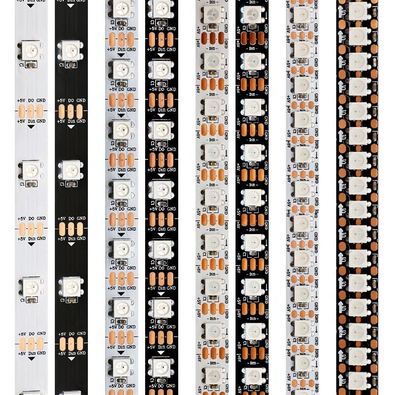 RGB নমনীয় LED স্ট্রিপ লাইট WS2812B 5050SMD ব্যক্তিগত ঠিকানা 16.4FT 60Pixels/M 300Pixels LED পিক্সেল স্ট্রিপ