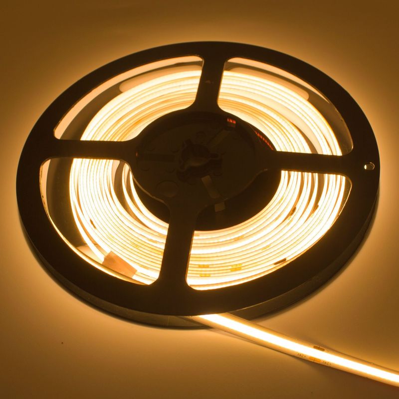 উচ্চ ঘনত্ব 320 Led/M নমনীয় 24V COB LED স্ট্রিপ হালকা ফ্লেক্স 10W উষ্ণ সাদা