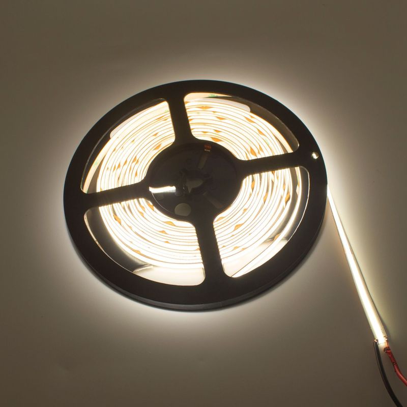 উচ্চ ঘনত্ব 320 Led/M নমনীয় 24V COB LED স্ট্রিপ হালকা ফ্লেক্স 10W উষ্ণ সাদা